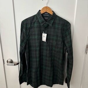 Nordstrom Dark Green Plaid Button Down Shirt